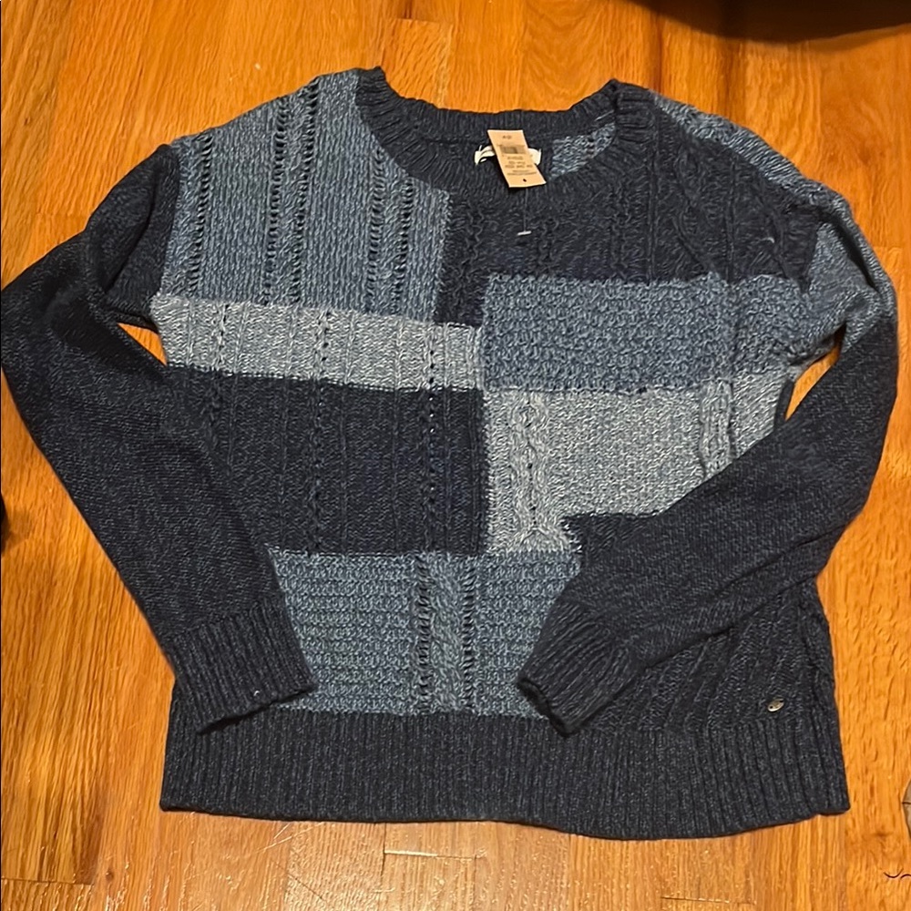 American Eagle Navy and Blue Patchwork Sweater